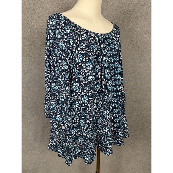Style&Co. Women's Blue Blouse Floral Pattern 3/4 Sleeve Size 3XL New Without Tag - Picture 3 of 8